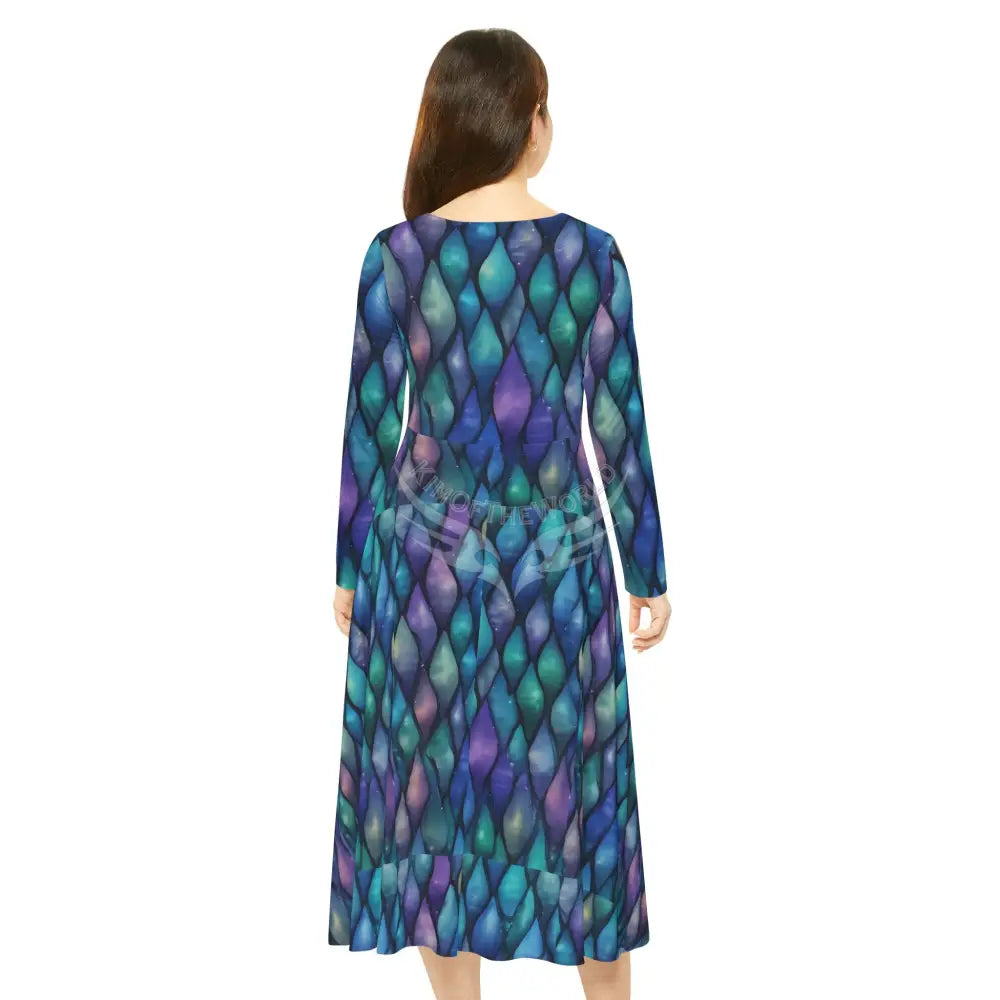 Mermaid Scales Tile Wallpaper Print Dress – Women’s Long Sleeve AOP L All Over Prints
