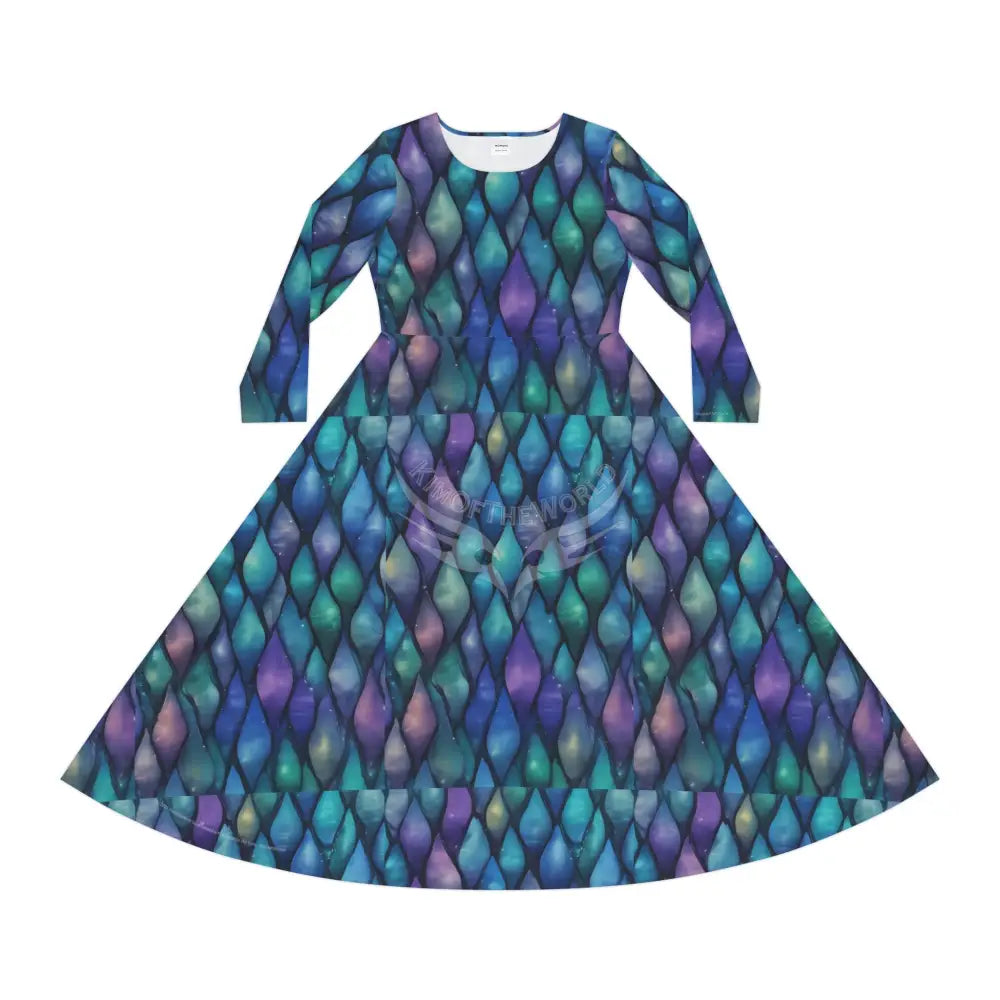 Mermaid Scales Tile Wallpaper Print Dress – Women’s Long Sleeve AOP L All Over Prints