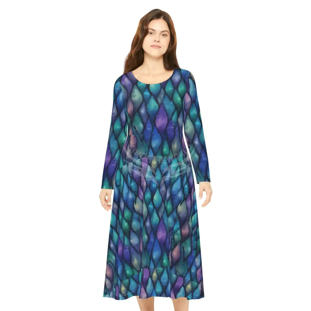 Mermaid Scales Tile Wallpaper Print Dress – Women’s Long Sleeve AOP L All Over Prints