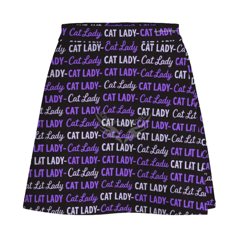 Mini Skirt - Black and Purple Cat Lady Print Women’s Skirts & Dresses