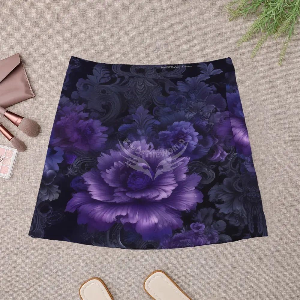 Mini Skirt - Deep Purple Floral Suit Women’s Skirts & Dresses