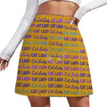 Mini Skirt - Mustard Cat Lady Print S Women’s Skirts & Dresses