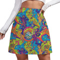 Mini Skirt - Retro Hippie Cat Print S Women’s Skirts & Dresses