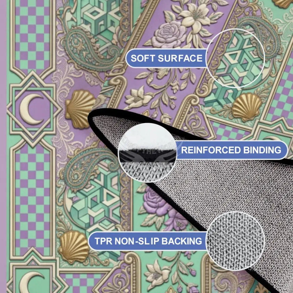 Mint and Lavender Moon Stripes 10 ft x 8 ft Large Area Rug Floor Carpet 120’’x96’’ Rugs & Mats