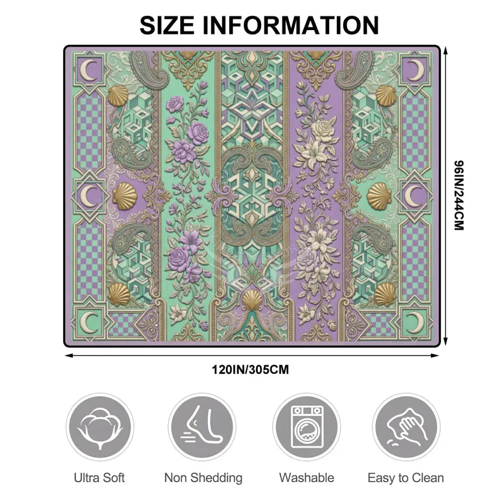 Mint and Lavender Moon Stripes 10 ft x 8 ft Large Area Rug Floor Carpet 120’’x96’’ Rugs & Mats