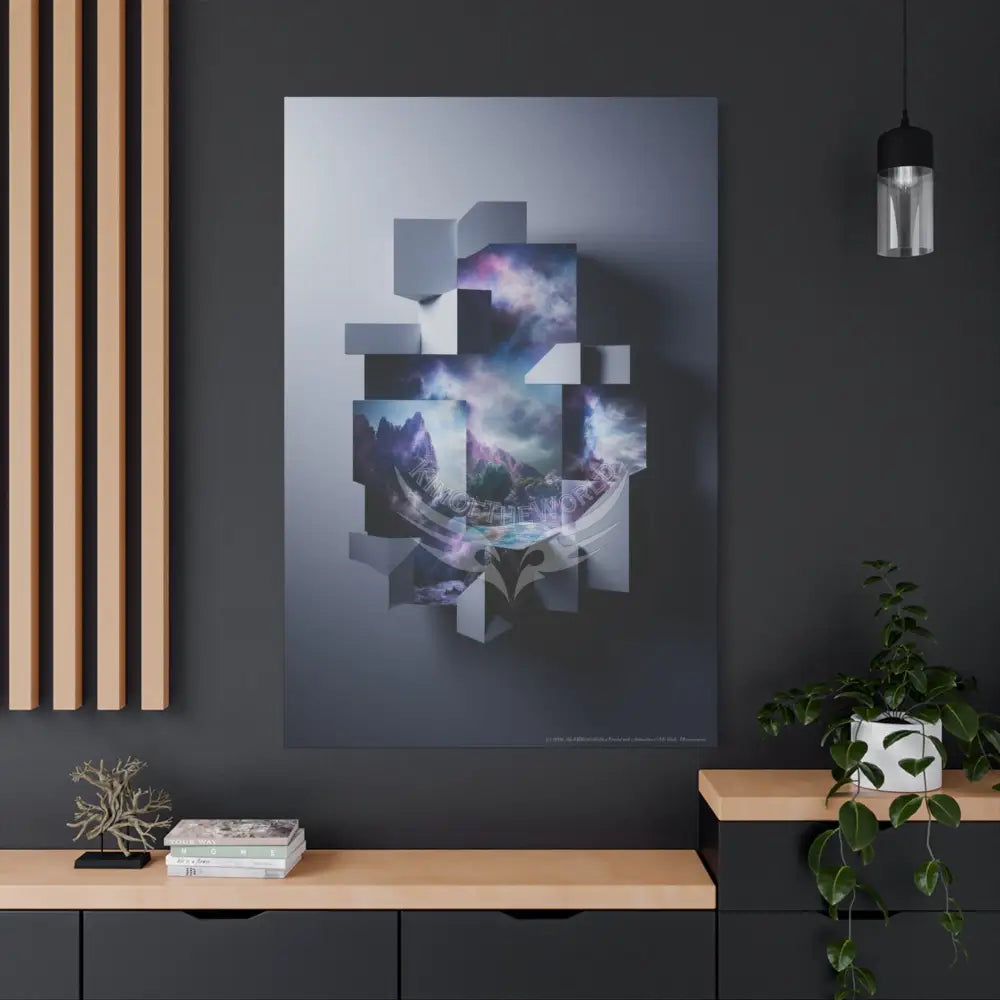 Misty Blue Fantasy Floral 3D Matte Canvas Print — Laced Multi-Dimensional Wall Art Canvas