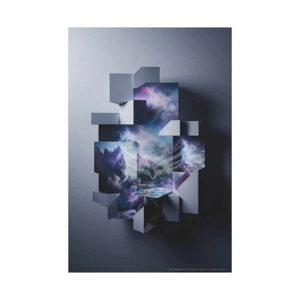 Misty Blue Fantasy Floral 3D Matte Canvas Print — Laced Multi-Dimensional Wall Art 40’’ x 60’’ (Vertical) / 1.25’’