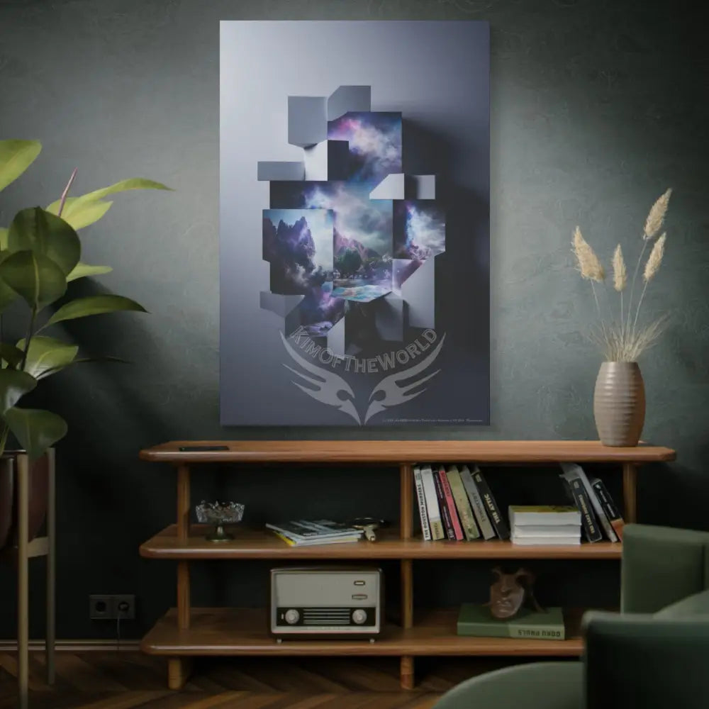 Misty Blue Fantasy Floral 3D Matte Canvas Print — Laced Multi-Dimensional Wall Art Canvas