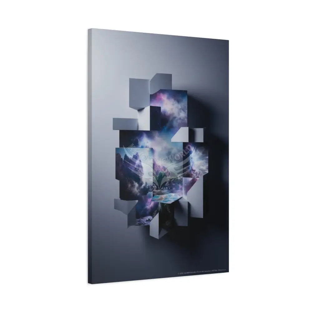 Misty Blue Fantasy Floral 3D Matte Canvas Print — Laced Multi-Dimensional Wall Art Canvas