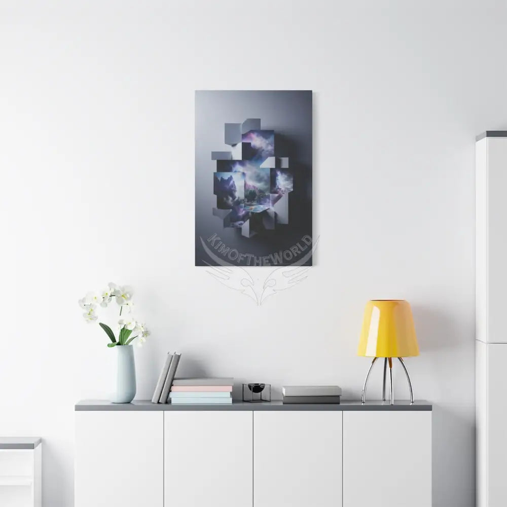 Misty Blue Fantasy Floral 3D Matte Canvas Print — Laced Multi-Dimensional Wall Art Canvas