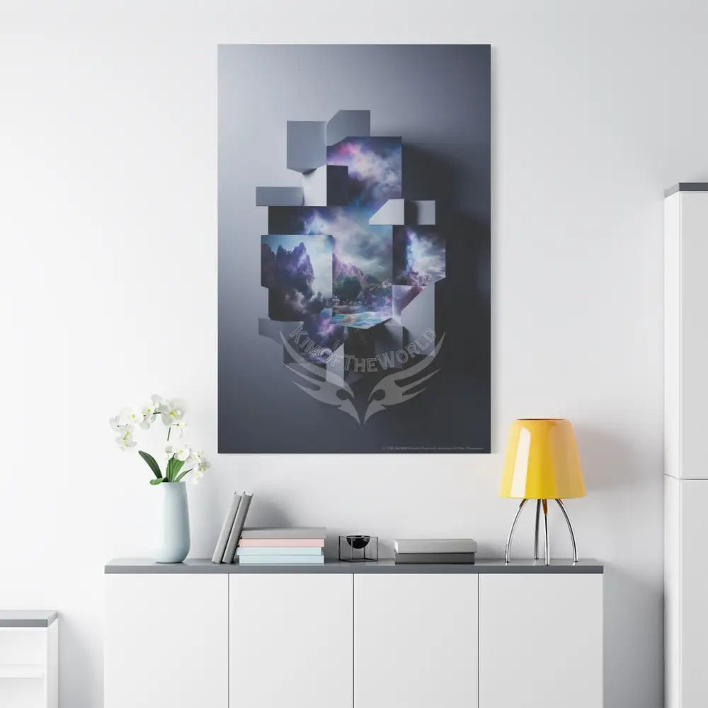 Misty Blue Fantasy Floral 3D Matte Canvas Print — Laced Multi-Dimensional Wall Art Canvas