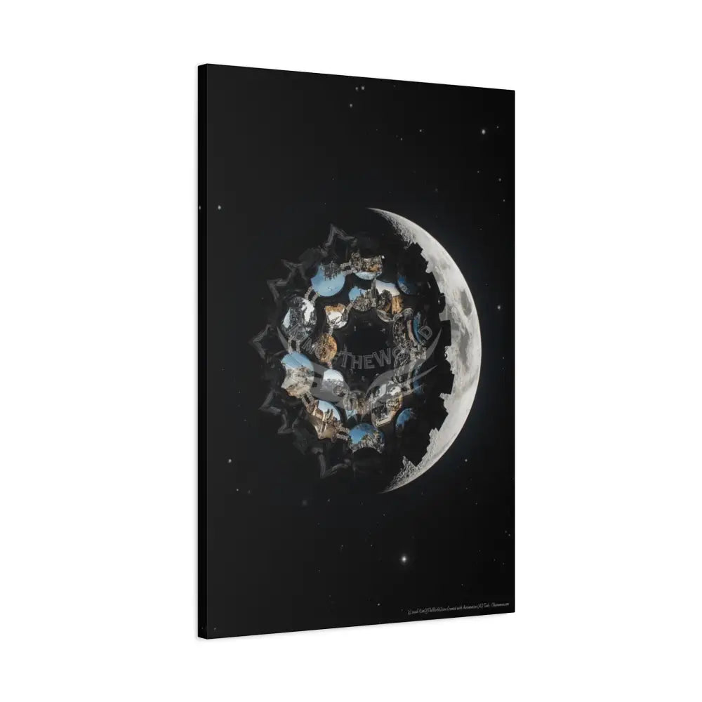 Modern Tech Sci Fi Lens Cosmic Modern Tech Black Iridescent Block Canvas Print — Dimensional Wall Art Canvas