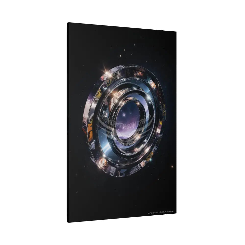 Modern Tech Sci Fi Lens Cosmic Modern Tech Black Iridescent Block Canvas Print — Dimensional Wall Art Canvas