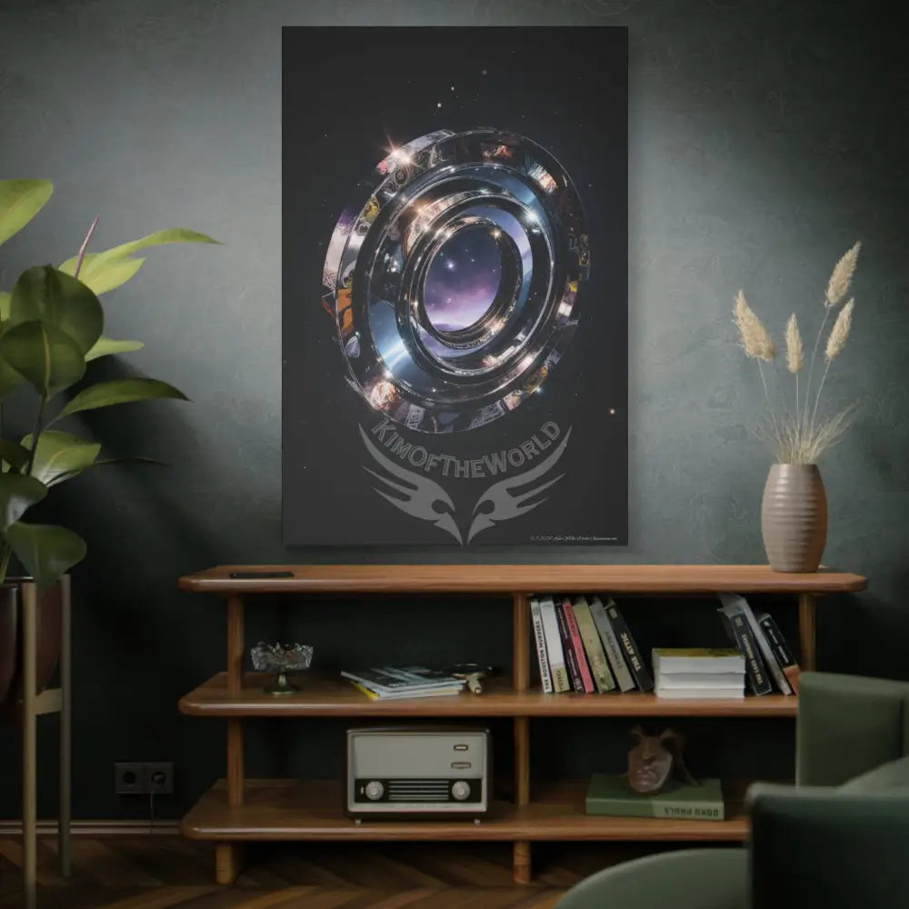 Modern Tech Sci Fi Lens Cosmic Modern Tech Black Iridescent Block Canvas Print — Dimensional Wall Art Canvas