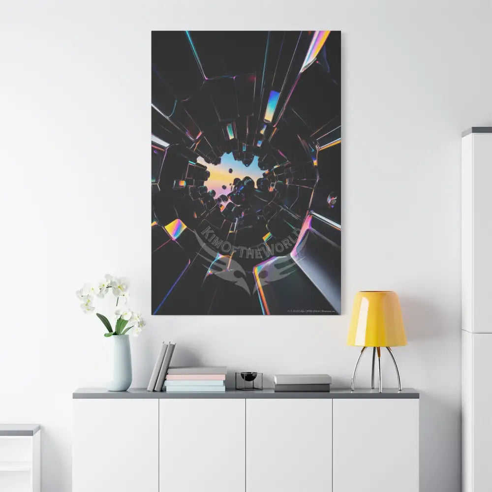 Modern Tech Sci Fi Lens Cosmic Modern Tech Black Iridescent Block Canvas Print — Dimensional Wall Art Canvas