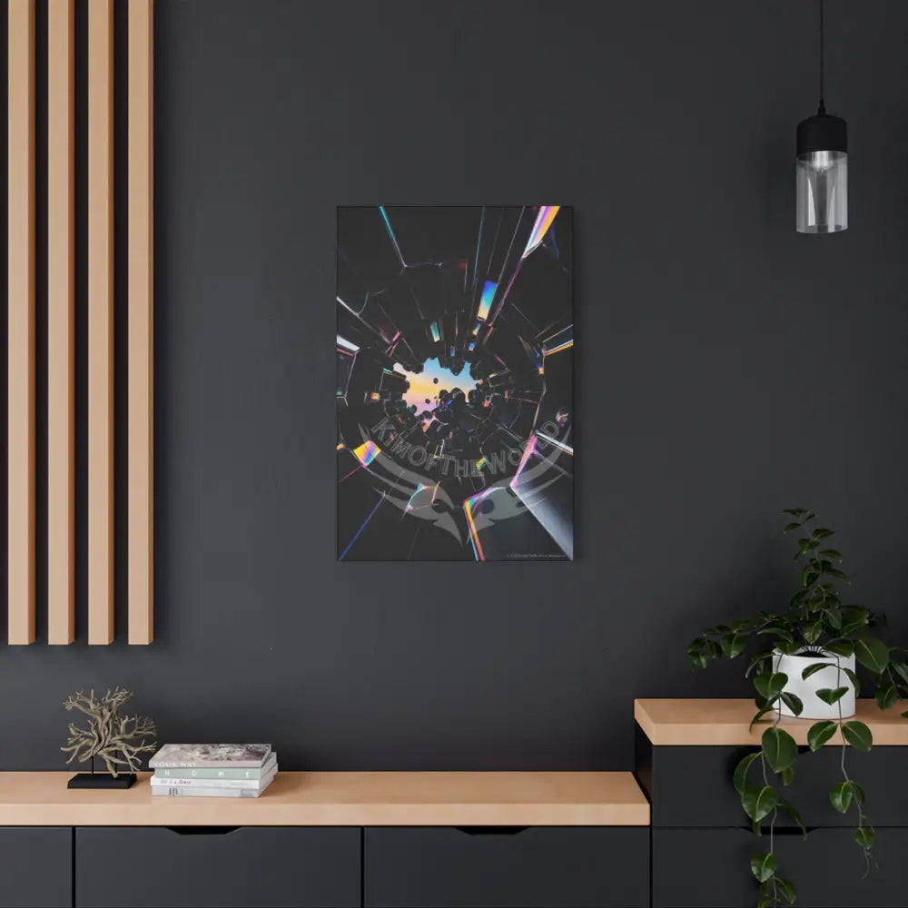 Modern Tech Sci Fi Lens Cosmic Modern Tech Black Iridescent Block Canvas Print — Dimensional Wall Art Canvas