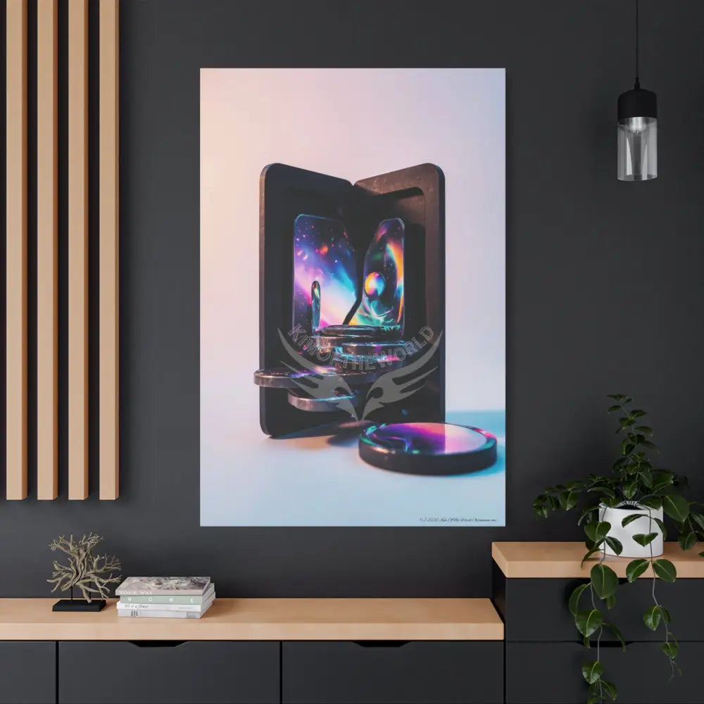 Modern Tech Sci Fi Lens Cosmic Modern Tech Black Iridescent Block Canvas Print — Dimensional Wall Art Canvas