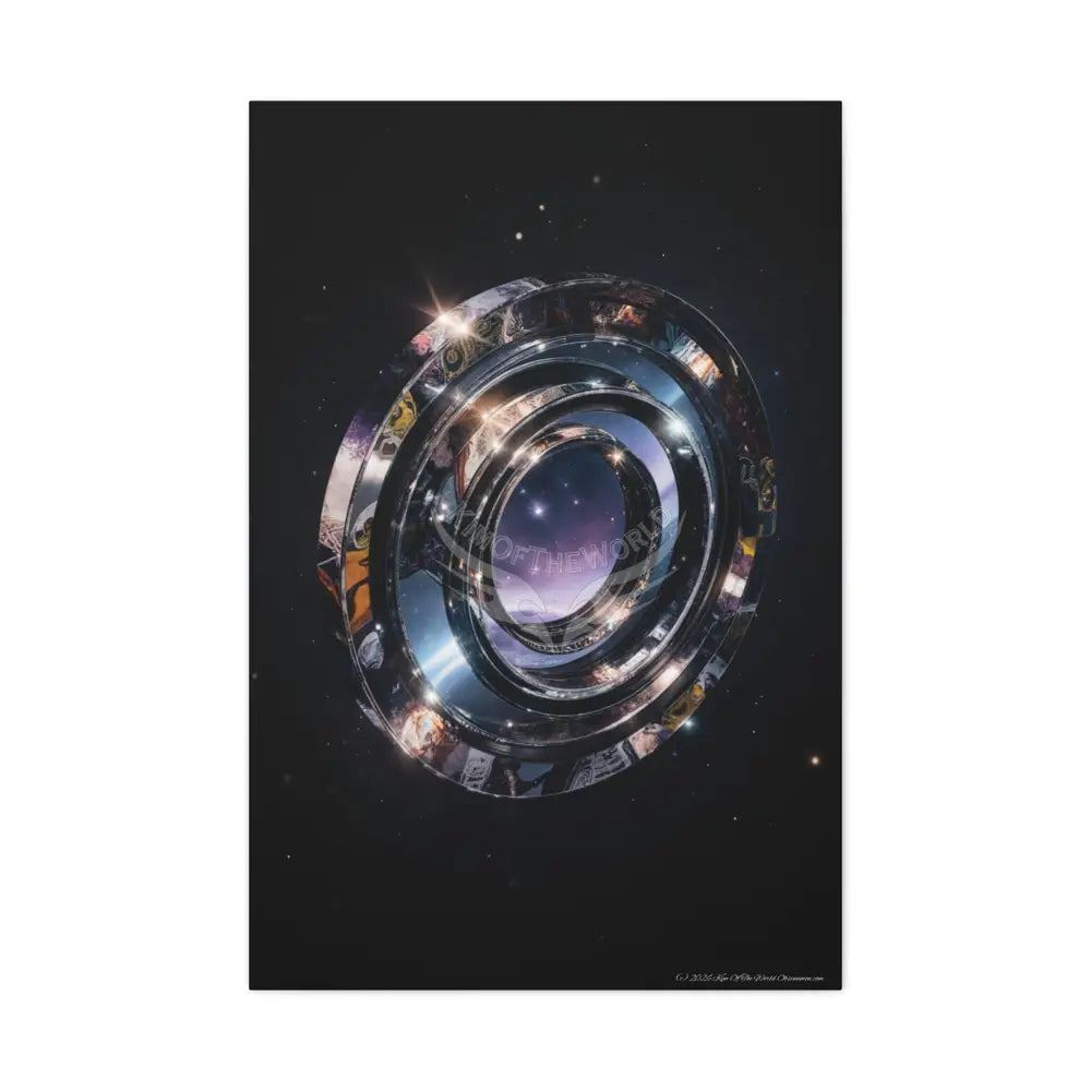 Modern Tech Sci Fi Lens Cosmic Modern Tech Black Iridescent Block Canvas Print — Dimensional Wall Art 24’’ x 36’’