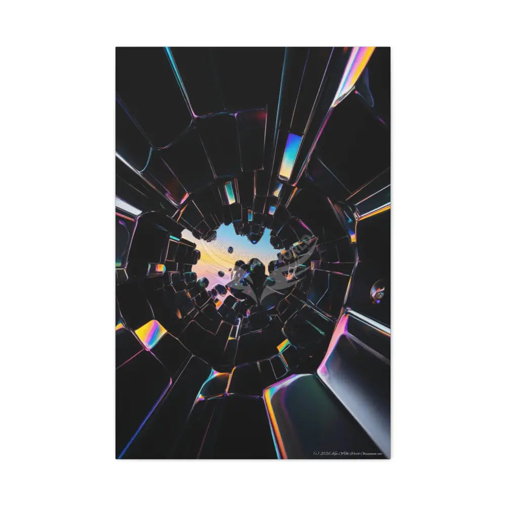 Modern Tech Sci Fi Lens Cosmic Modern Tech Black Iridescent Block Canvas Print — Dimensional Wall Art 24’’ x 36’’