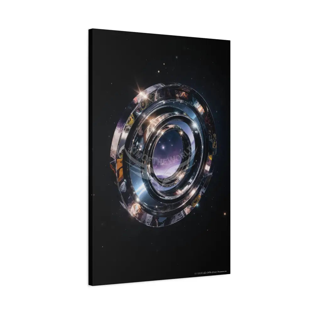 Modern Tech Sci Fi Lens Cosmic Modern Tech Black Iridescent Block Canvas Print — Dimensional Wall Art Canvas