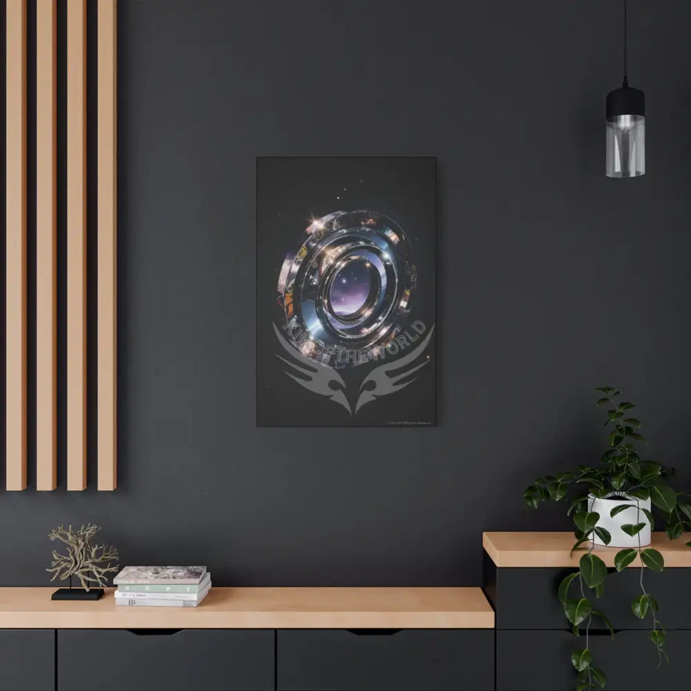 Modern Tech Sci Fi Lens Cosmic Modern Tech Black Iridescent Block Canvas Print — Dimensional Wall Art Canvas