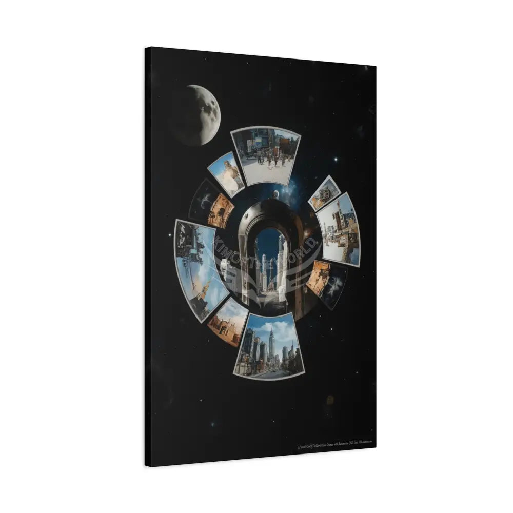 Modern Tech Sci Fi Lens Cosmic Modern Tech Black Iridescent Block Canvas Print — Dimensional Wall Art Canvas