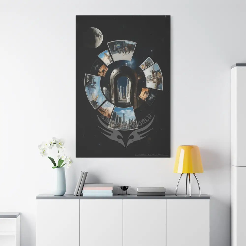 Modern Tech Sci Fi Lens Cosmic Modern Tech Black Iridescent Block Canvas Print — Dimensional Wall Art Canvas
