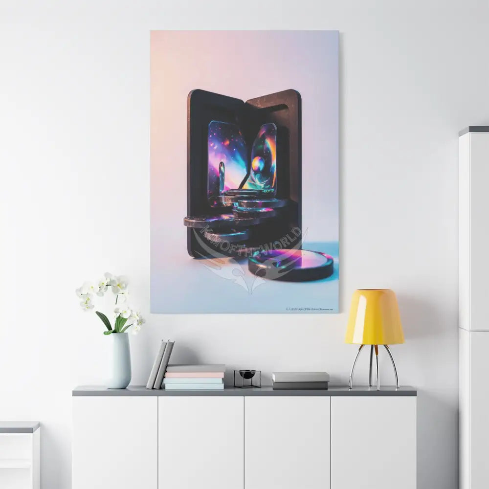Modern Tech Sci Fi Lens Cosmic Modern Tech Black Iridescent Block Canvas Print — Dimensional Wall Art Canvas