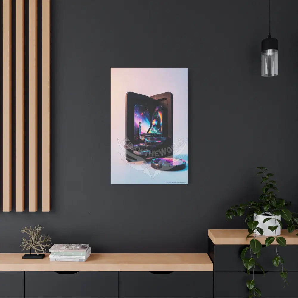 Modern Tech Sci Fi Lens Cosmic Modern Tech Black Iridescent Block Canvas Print — Dimensional Wall Art Canvas