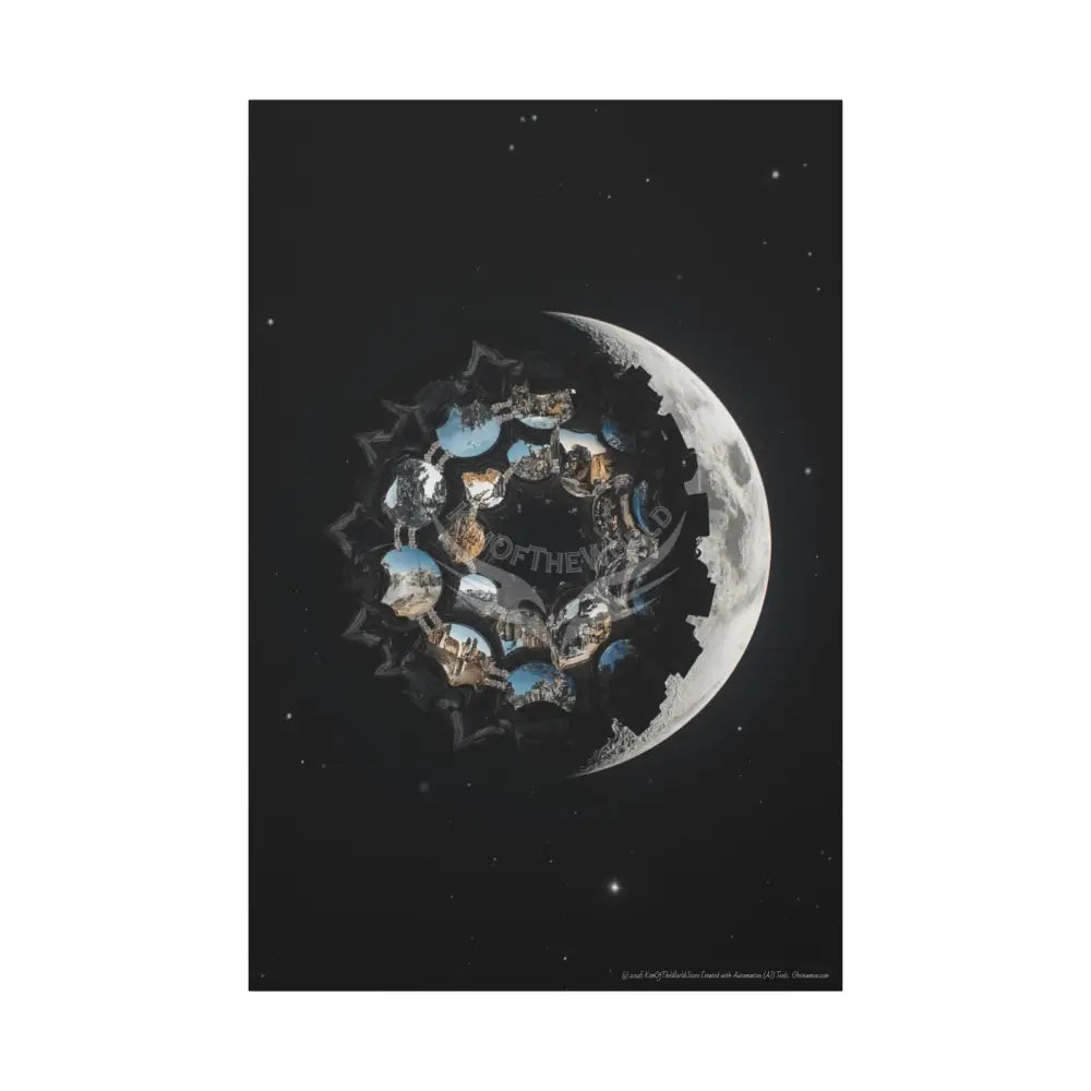 Modern Tech Sci Fi Lens Cosmic Modern Tech Black Iridescent Block Canvas Print — Dimensional Wall Art 40’’ x 60’’