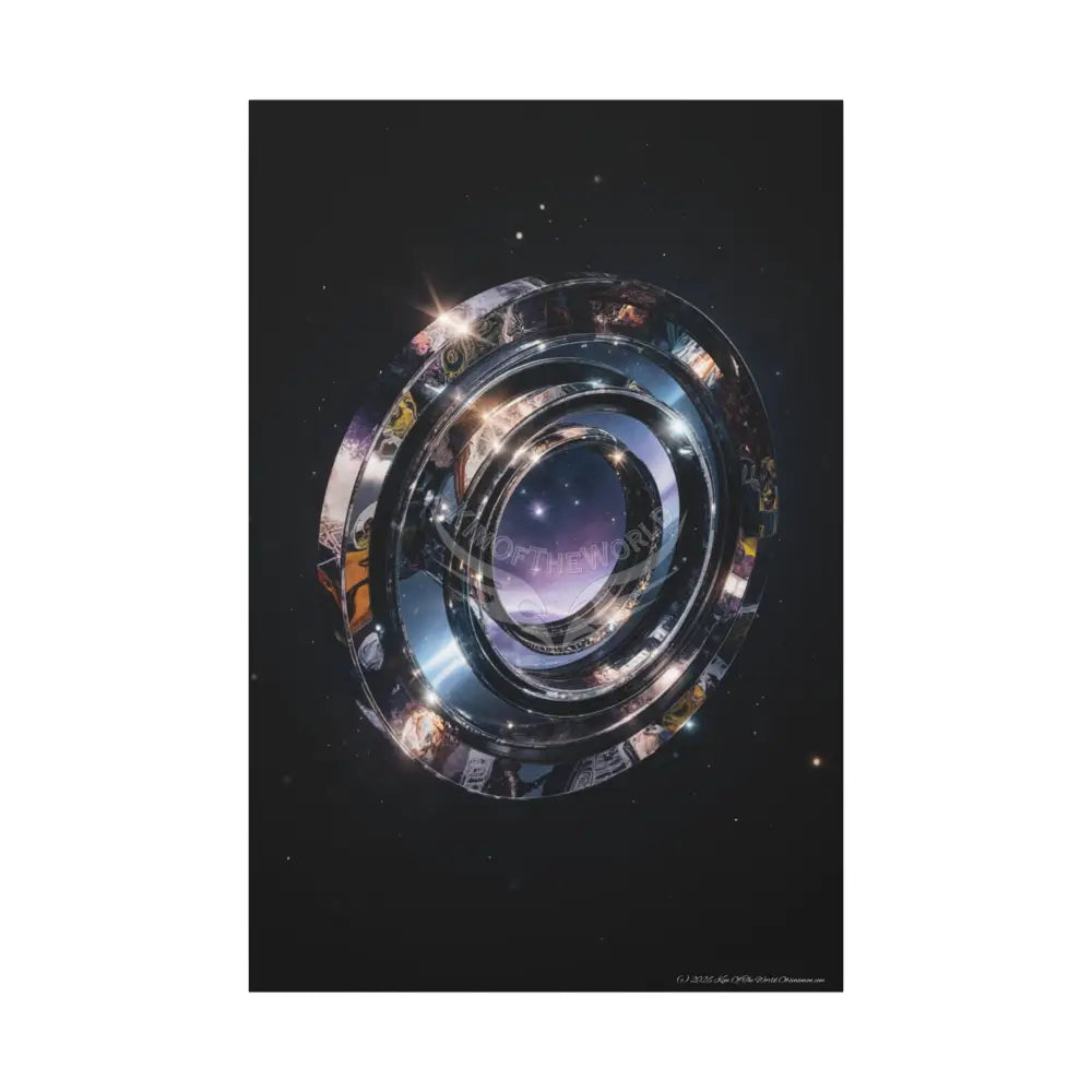 Modern Tech Sci Fi Lens Cosmic Modern Tech Black Iridescent Block Canvas Print — Dimensional Wall Art 40’’ x 60’’