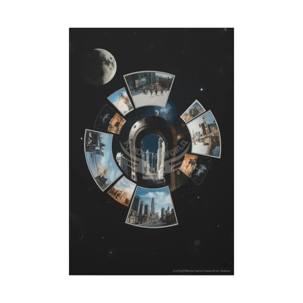 Modern Tech Sci Fi Lens Cosmic Modern Tech Black Iridescent Block Canvas Print — Dimensional Wall Art 40’’ x 60’’