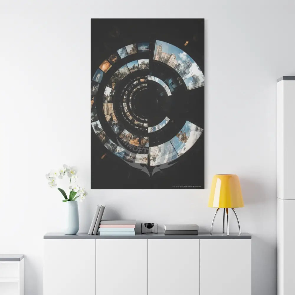 Modern Tech Sci Fi Lens Cosmic Modern Tech Black Iridescent Block Canvas Print — Dimensional Wall Art Canvas