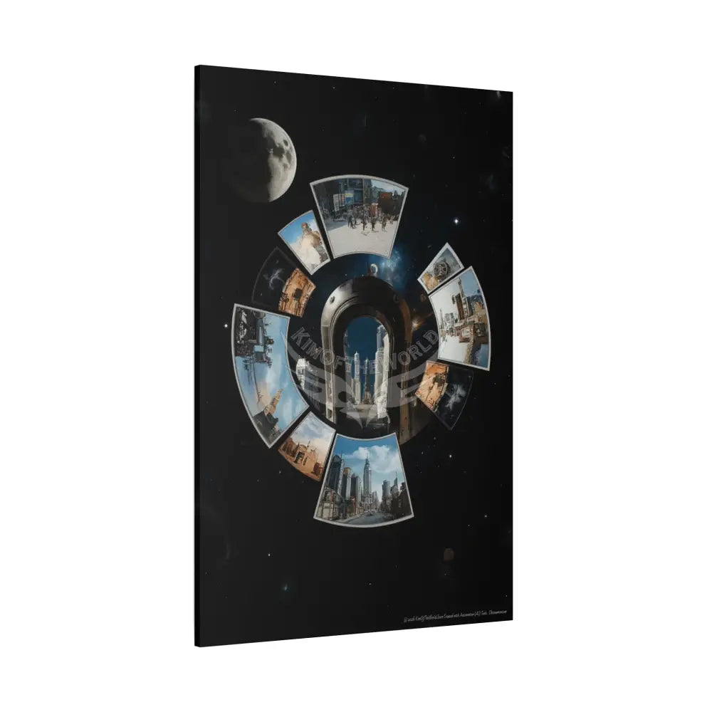 Modern Tech Sci Fi Lens Cosmic Modern Tech Black Iridescent Block Canvas Print — Dimensional Wall Art Canvas