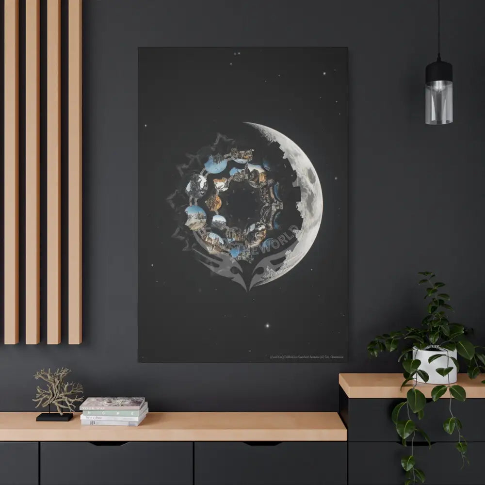 Modern Tech Sci Fi Lens Cosmic Modern Tech Black Iridescent Block Canvas Print — Dimensional Wall Art Canvas