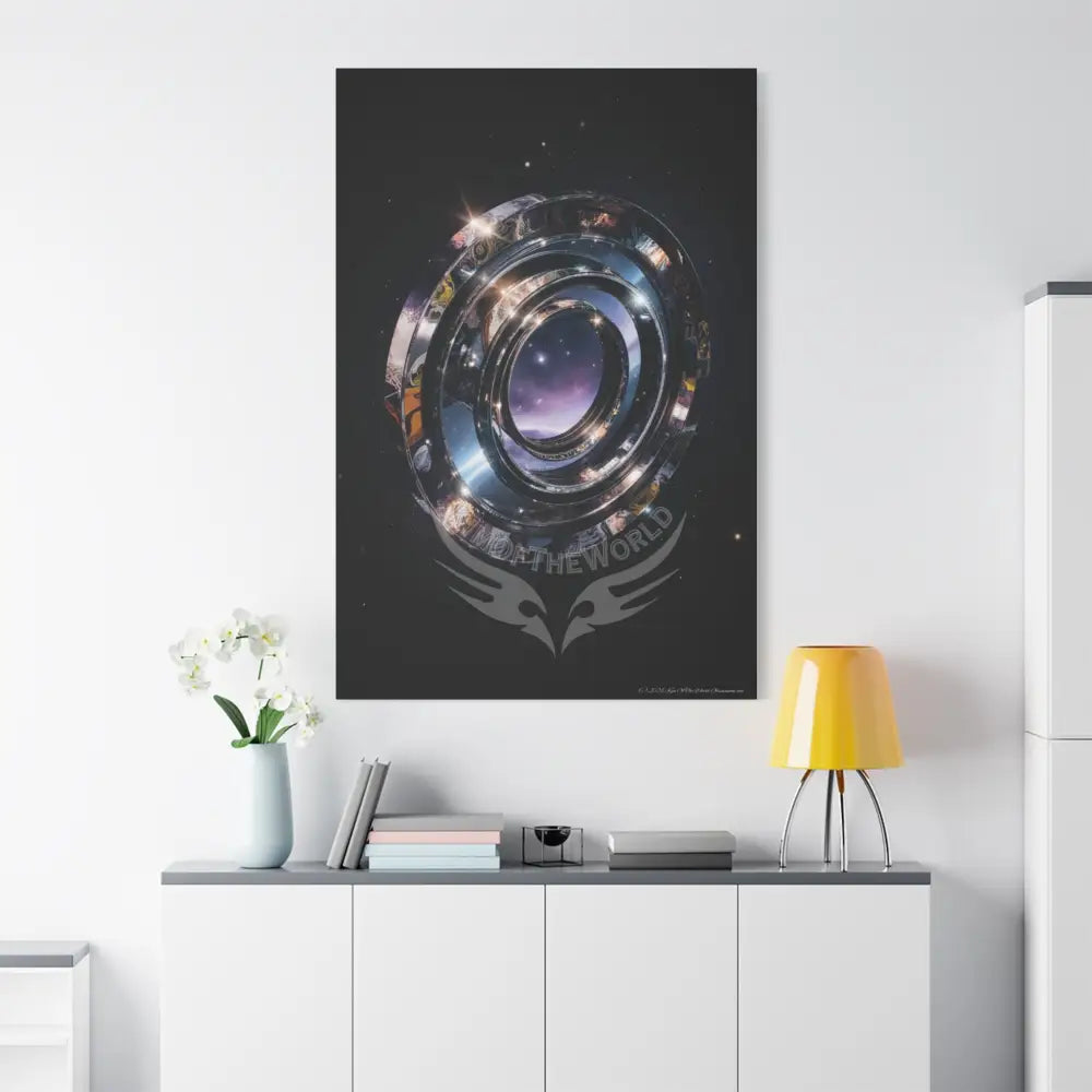 Modern Tech Sci Fi Lens Cosmic Modern Tech Black Iridescent Block Canvas Print — Dimensional Wall Art Canvas