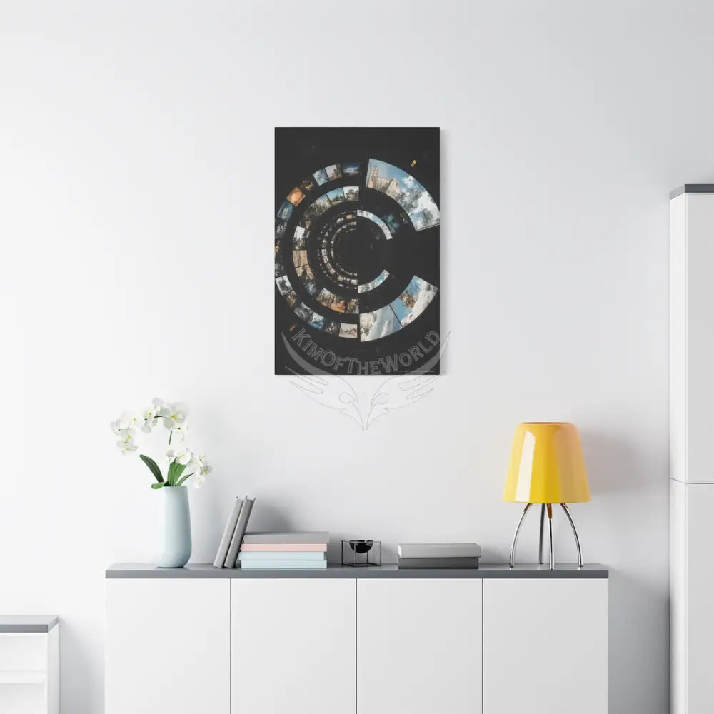 Modern Tech Sci Fi Lens Cosmic Modern Tech Black Iridescent Block Canvas Print — Dimensional Wall Art Canvas