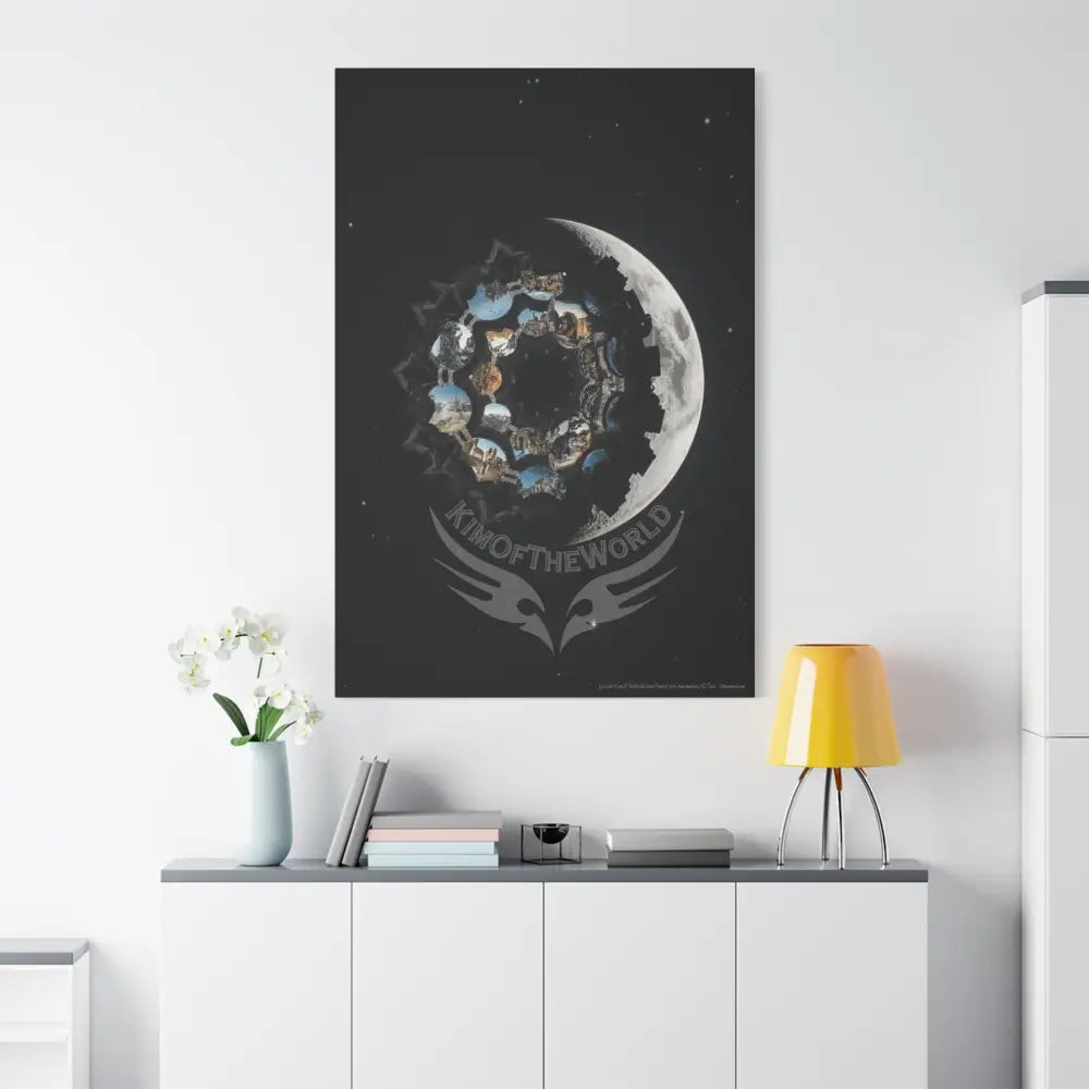 Modern Tech Sci Fi Lens Cosmic Modern Tech Black Iridescent Block Canvas Print — Dimensional Wall Art Canvas