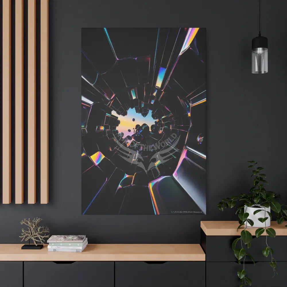 Modern Tech Sci Fi Lens Cosmic Modern Tech Black Iridescent Block Canvas Print — Dimensional Wall Art Canvas