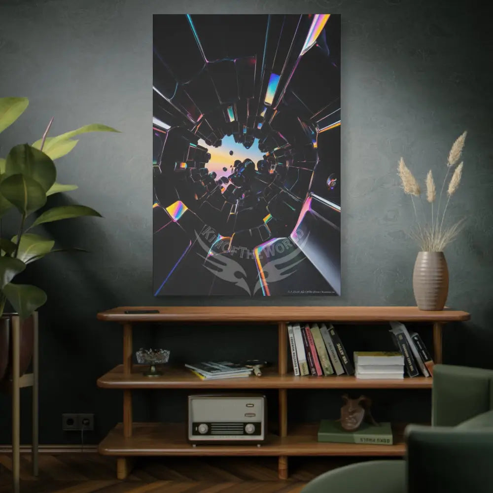 Modern Tech Sci Fi Lens Cosmic Modern Tech Black Iridescent Block Canvas Print — Dimensional Wall Art Canvas