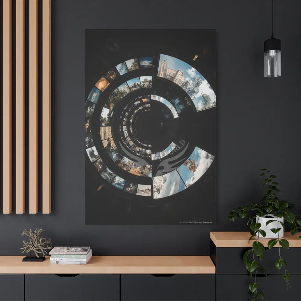 Modern Tech Sci Fi Lens Cosmic Modern Tech Black Iridescent Block Canvas Print — Dimensional Wall Art Canvas