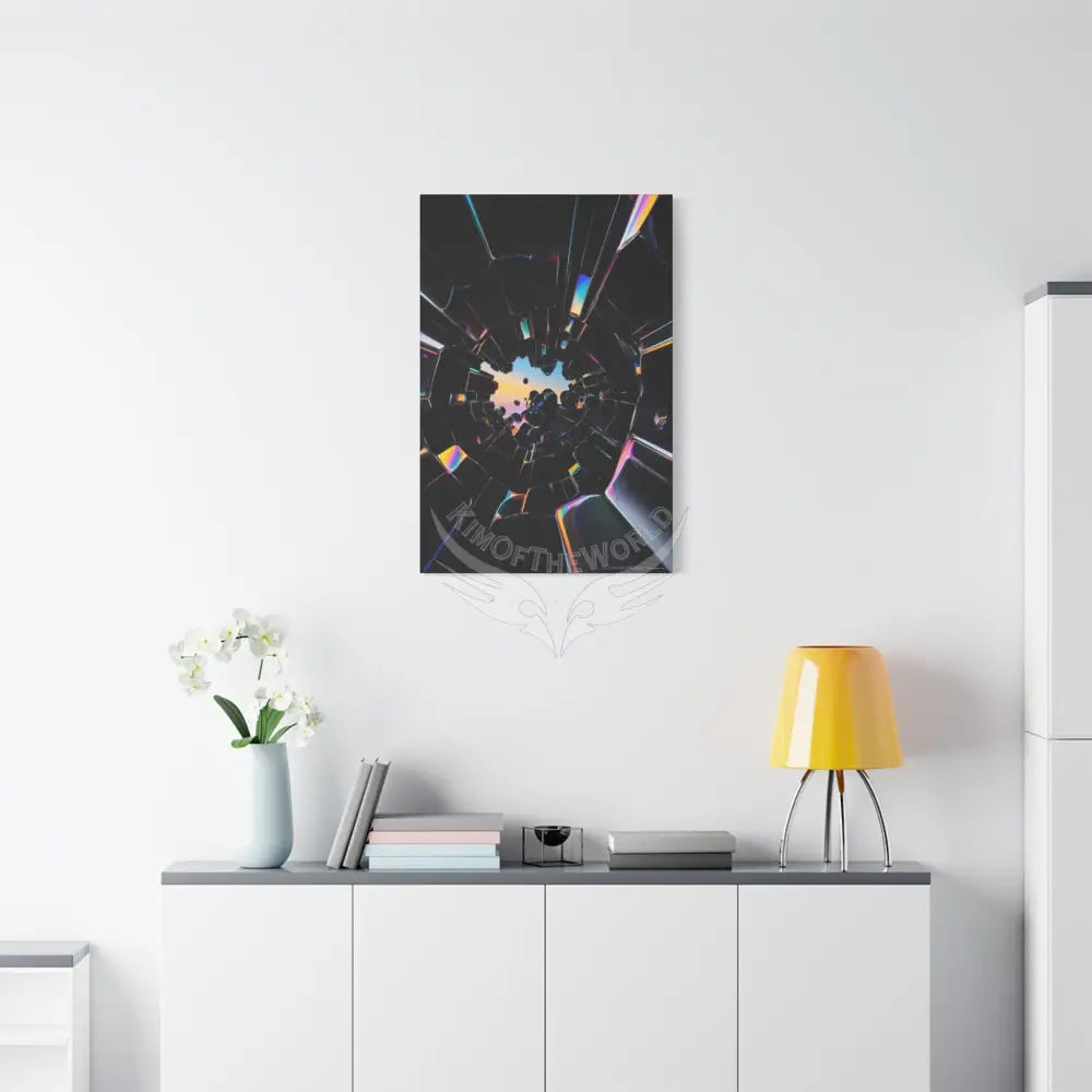 Modern Tech Sci Fi Lens Cosmic Modern Tech Black Iridescent Block Canvas Print — Dimensional Wall Art Canvas