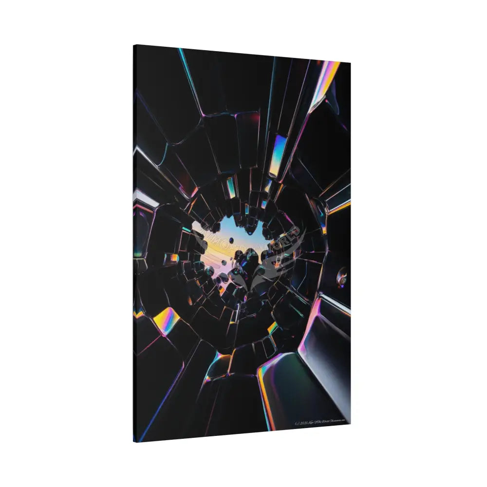 Modern Tech Sci Fi Lens Cosmic Modern Tech Black Iridescent Block Canvas Print — Dimensional Wall Art Canvas
