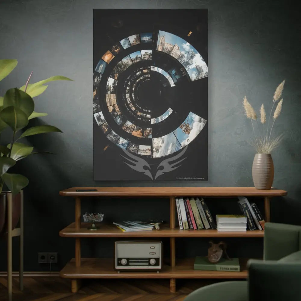 Modern Tech Sci Fi Lens Cosmic Modern Tech Black Iridescent Block Canvas Print — Dimensional Wall Art Canvas
