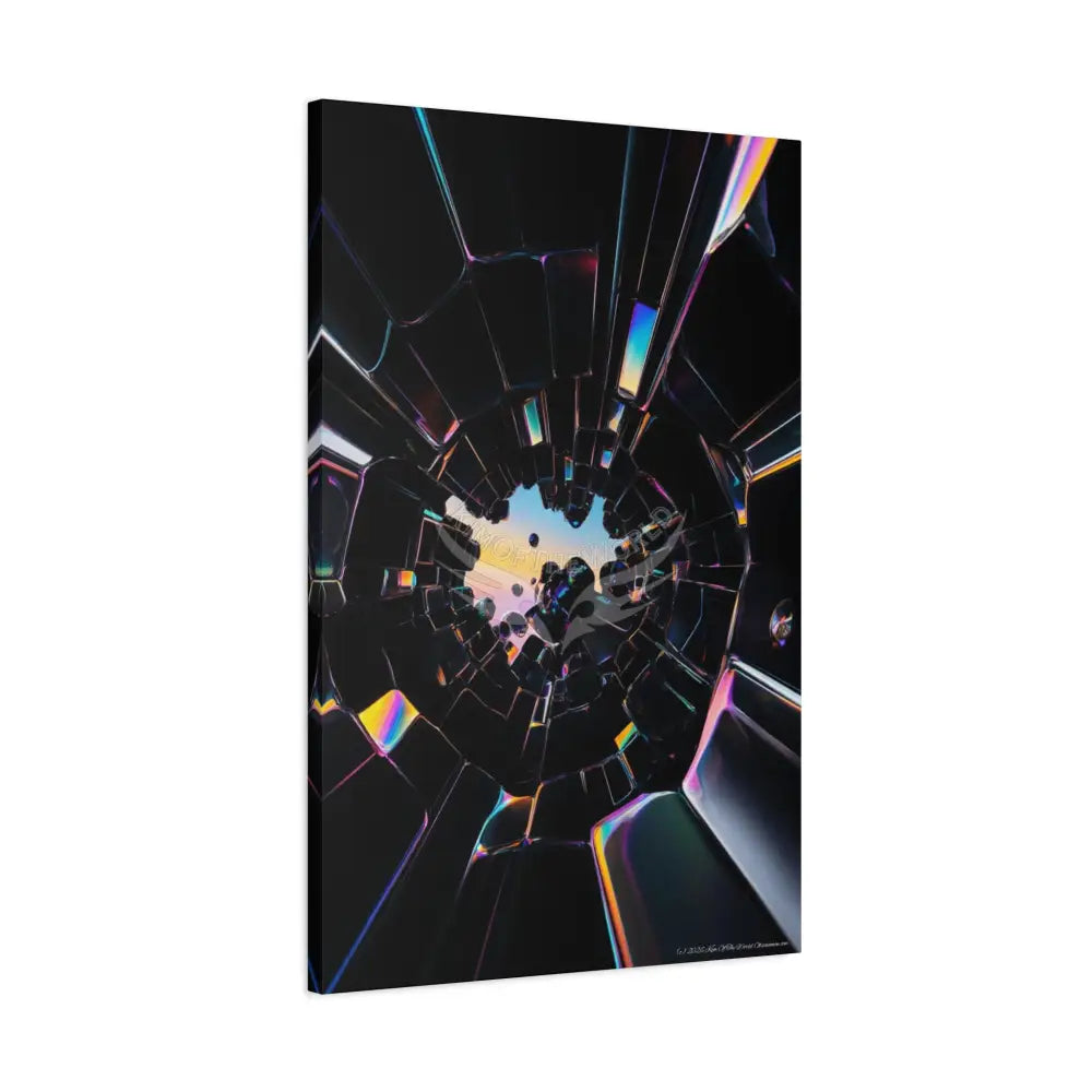 Modern Tech Sci Fi Lens Cosmic Modern Tech Black Iridescent Block Canvas Print — Dimensional Wall Art Canvas