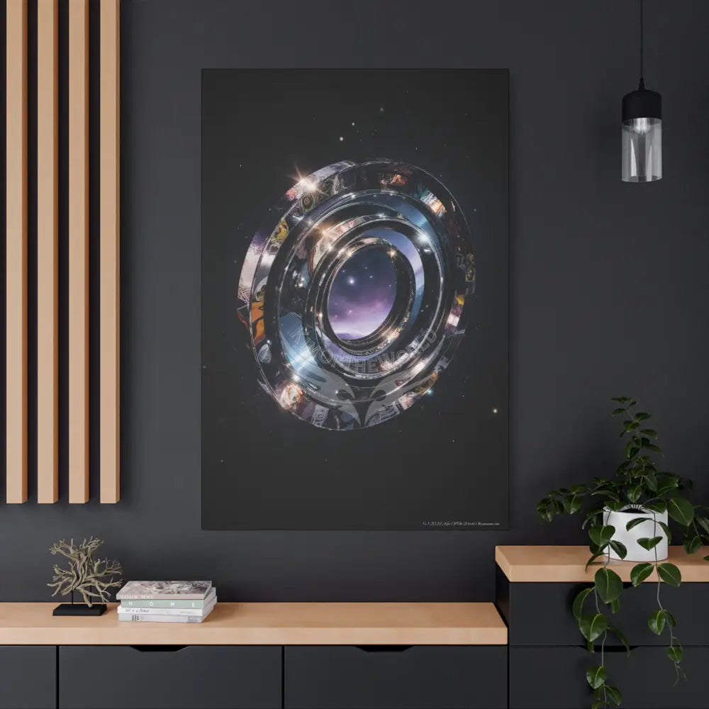 Modern Tech Sci Fi Lens Cosmic Modern Tech Black Iridescent Block Canvas Print — Dimensional Wall Art Canvas