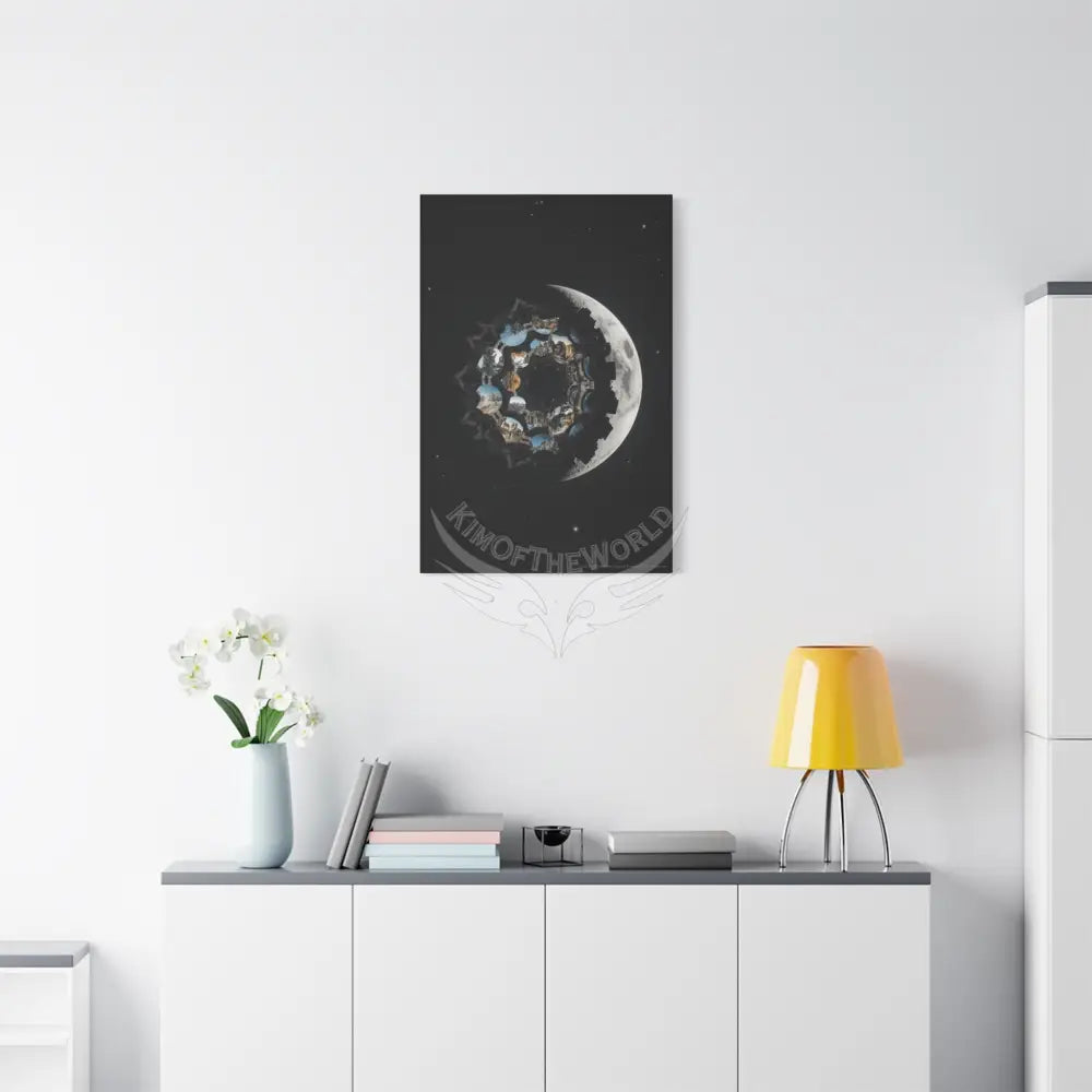 Modern Tech Sci Fi Lens Cosmic Modern Tech Black Iridescent Block Canvas Print — Dimensional Wall Art Canvas