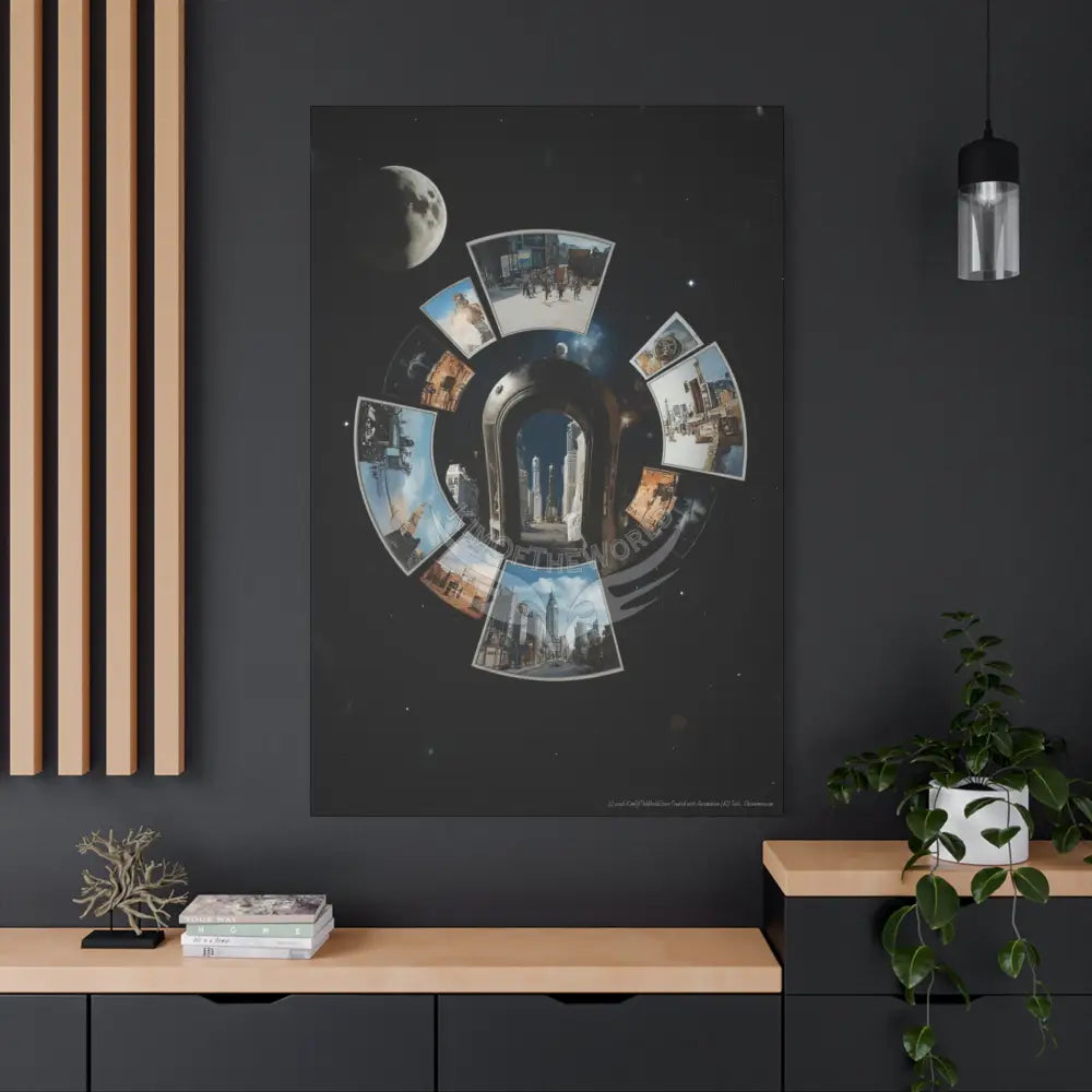 Modern Tech Sci Fi Lens Cosmic Modern Tech Black Iridescent Block Canvas Print — Dimensional Wall Art Canvas