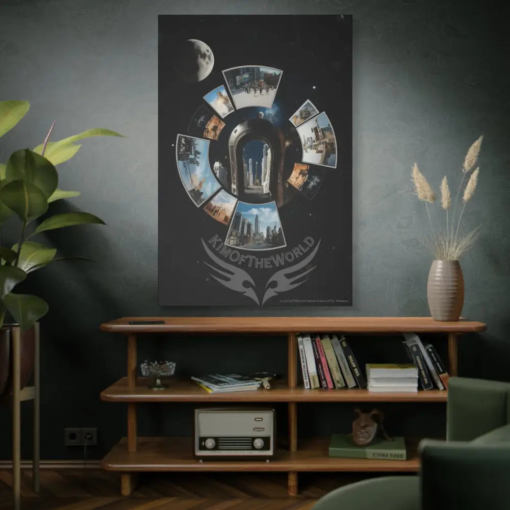 Modern Tech Sci Fi Lens Cosmic Modern Tech Black Iridescent Block Canvas Print — Dimensional Wall Art Canvas