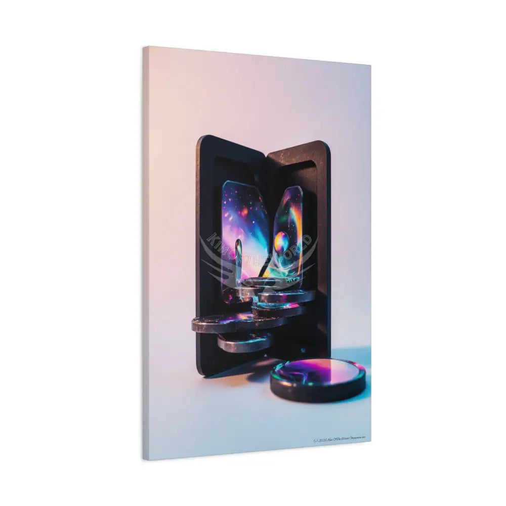 Modern Tech Sci Fi Lens Cosmic Modern Tech Black Iridescent Block Canvas Print — Dimensional Wall Art Canvas